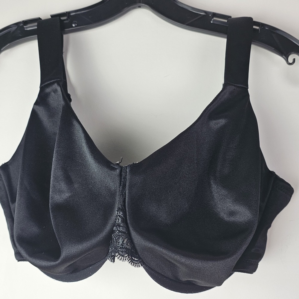 Soma Sensuous Sides Minimizer Bra Size 36G Black Satin Minimalist